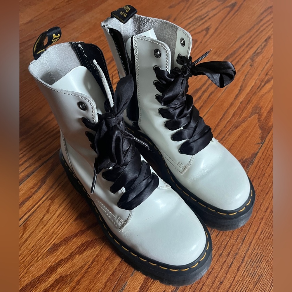 white jadon platform dr. martens boots